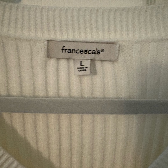 Francesca's Collections Cream Ribbed Sweater - Picture 3 of 4